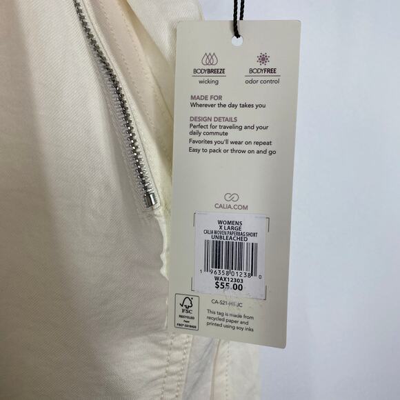 CALIA Unbleached Cream Woven Paperbag Shorts High-Rise Womens Size XL - Picture 8 of 9